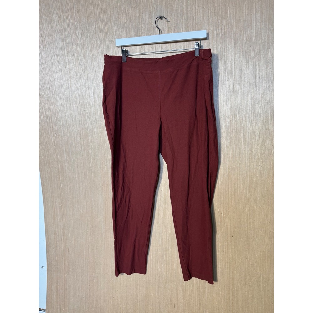 Eileen Fisher Womens 1X Terracotta Red Viscose Stretch Slim Ankle Pants Pull On